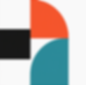 Abstract logo design: teal, black, and orange shapes
