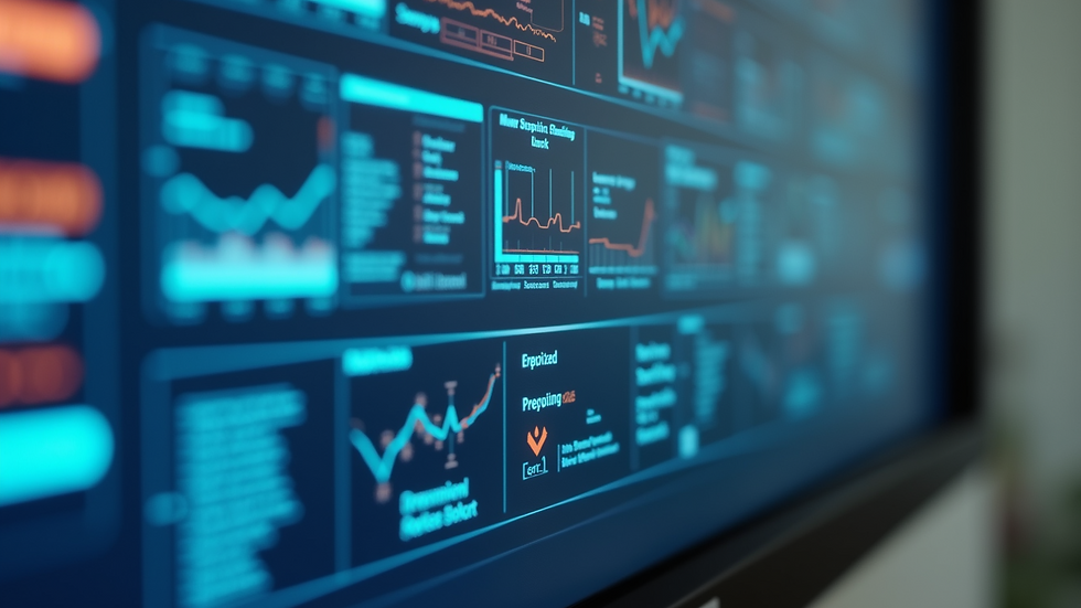 Close-up view of a smart board displaying a business presentation