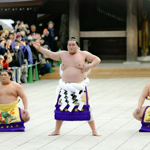 Terunofuji produit son premier dohyo-iri de 2025 au temple Meiji