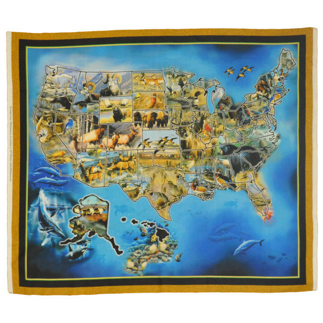 Panel - 36" x 43 1/2" US Animal Map