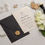 Thumbnail: Black and Ivory invitations with gold wax seals