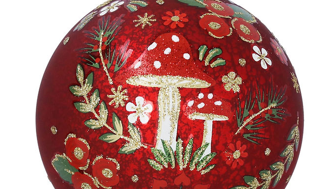 Glitter Mushrooms Glass Ball