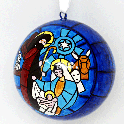 Stained Glass Style Nativity Bauble