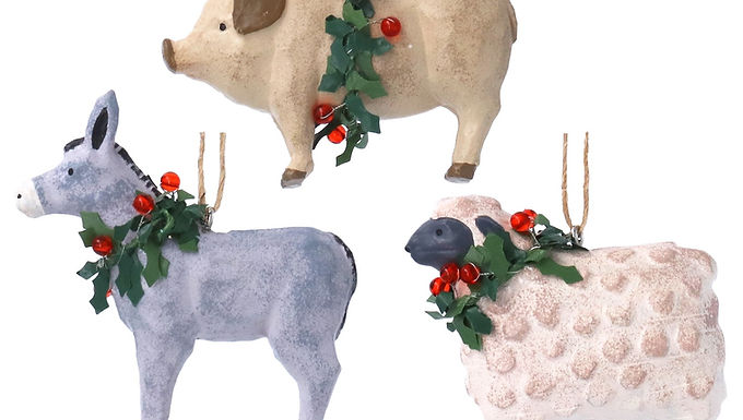 Festive Donkey, Pig and Sheep