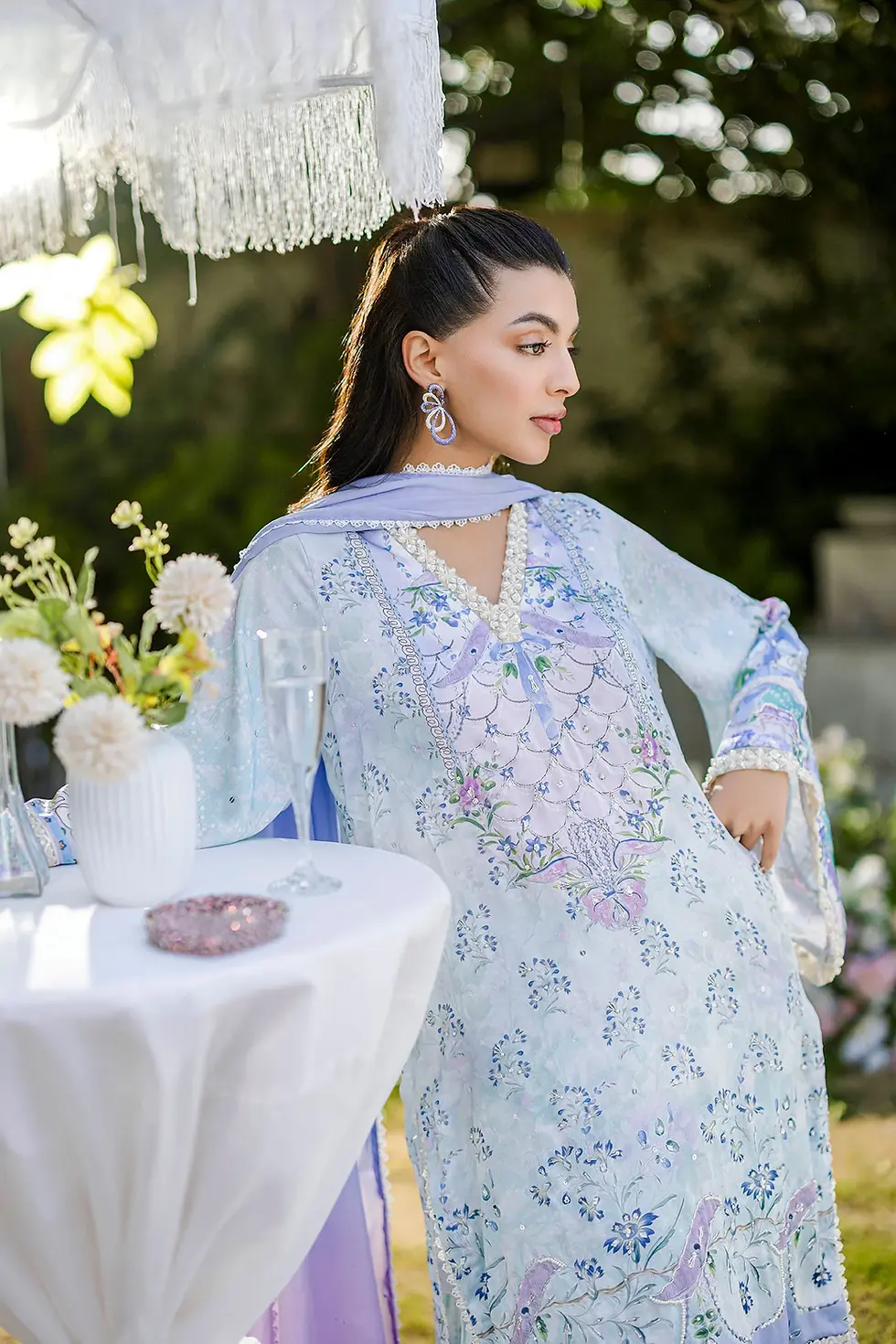 Thumbnail: Dhanak Silk Formal Sky Blue Outfit - M