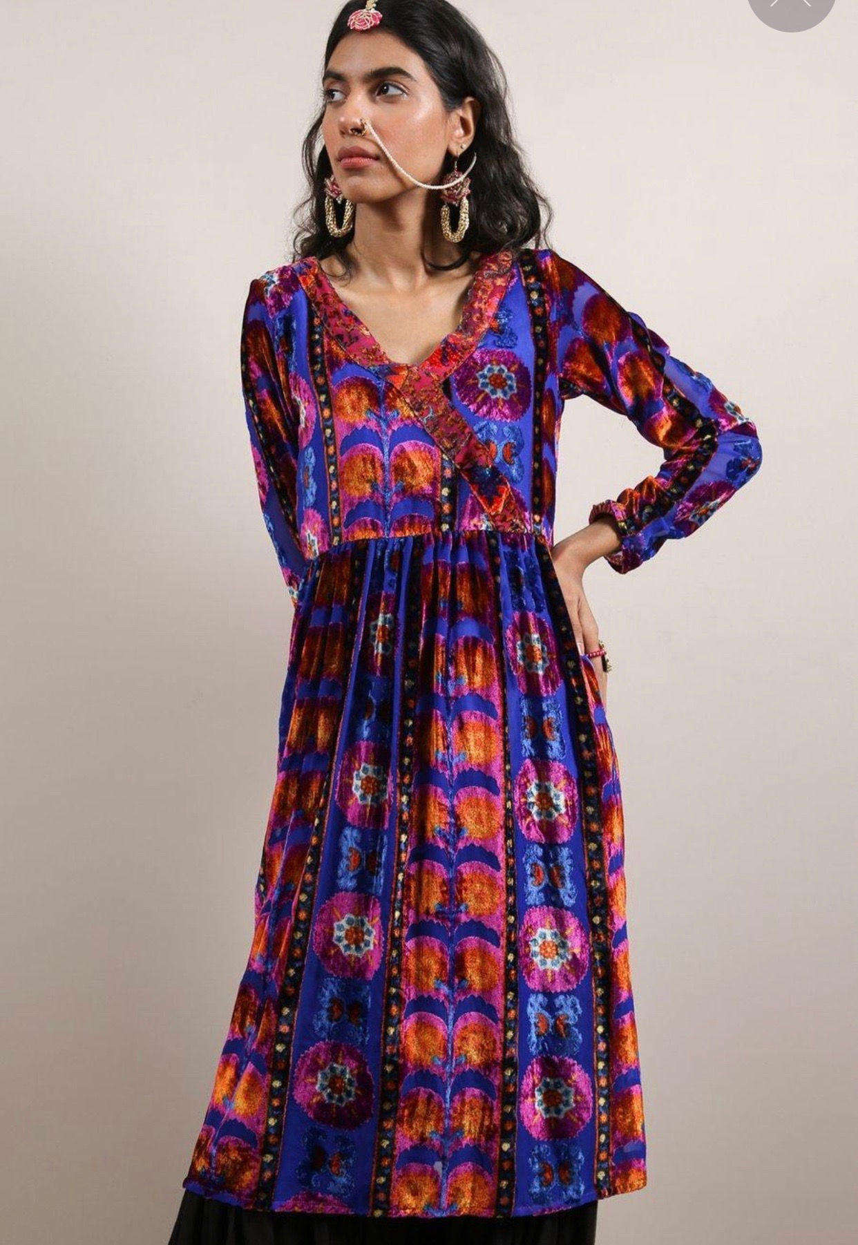 Generation Formals- Blue/Purple Palachi Angrakha Velvet Peplum