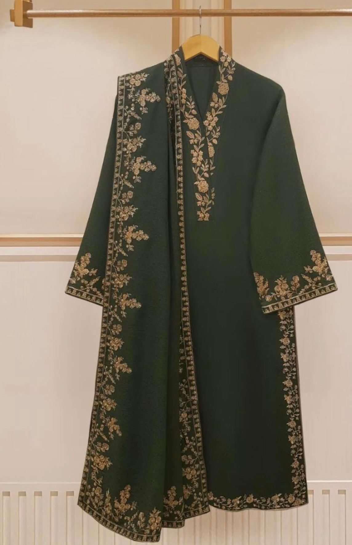 Agha Noor Dhanak Green Embroidered Outfit- S, M