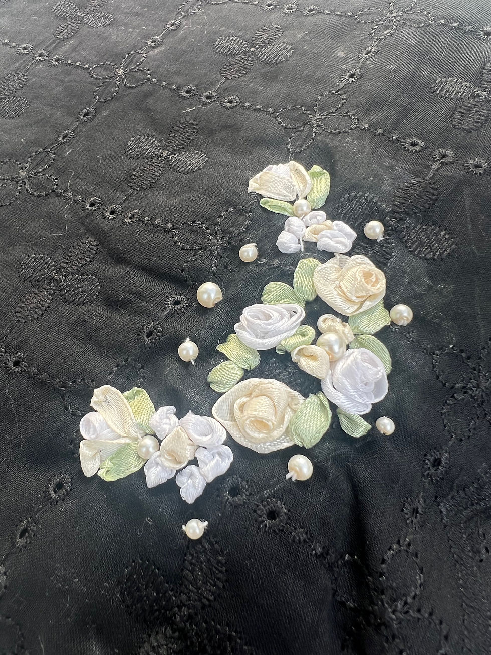 Thumbnail: Black Hand Embroidered Cotton Shawl