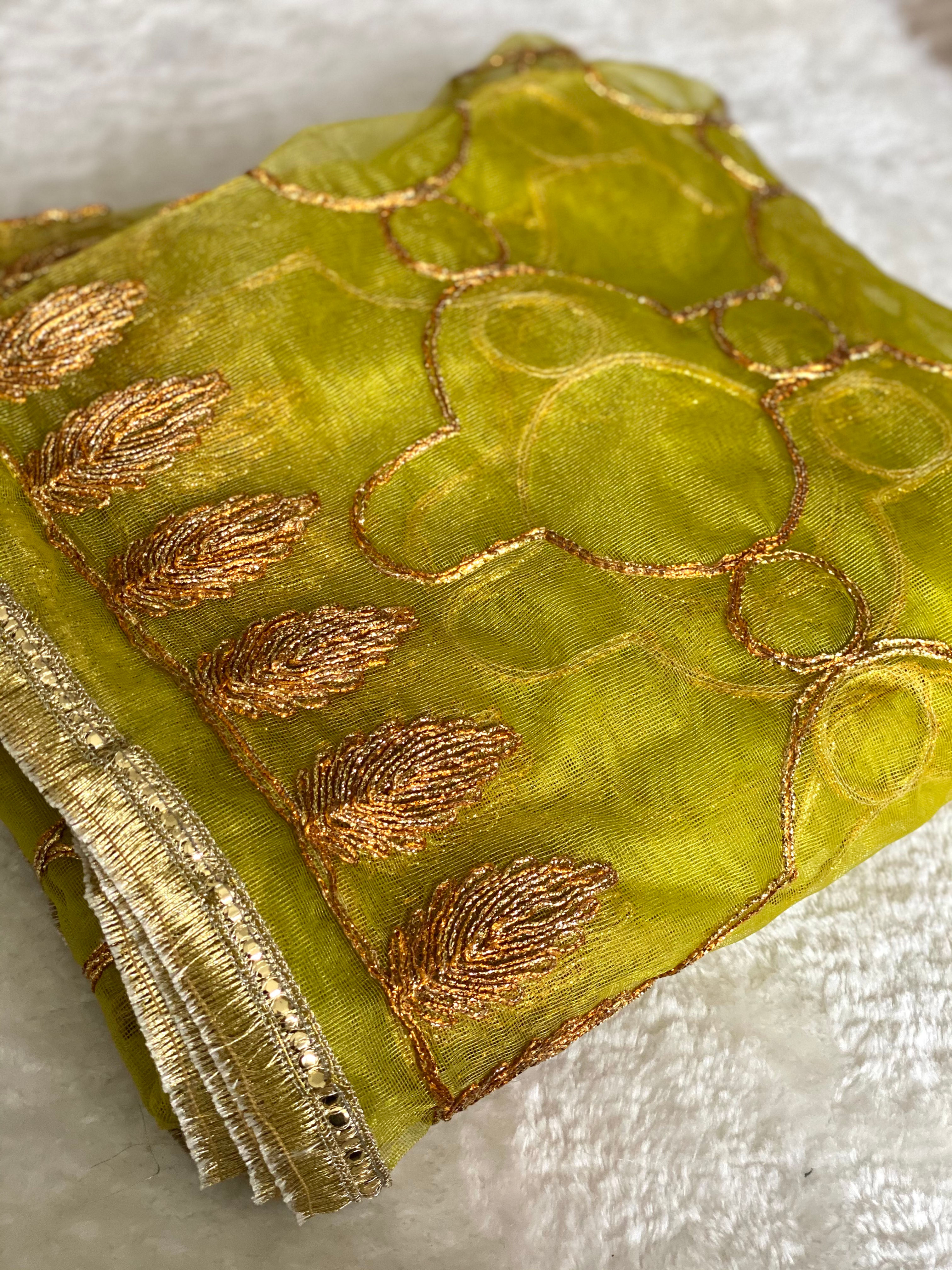 Light Green Embroidered Jaal Dupatta