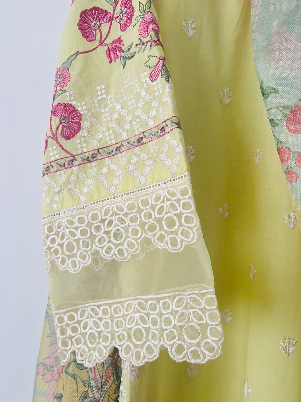 Thumbnail: Dhanak Lemon Yellow Lawn Outfit - 3 Piece - Medium