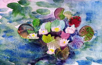 techniques d'aquarelle - initiation / nénuphars