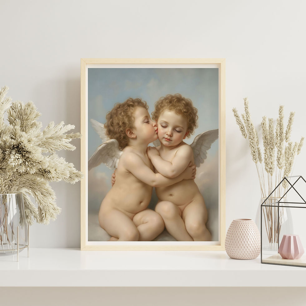 Miniatura: Christian cherub artwork for nursery or prayer corner decor