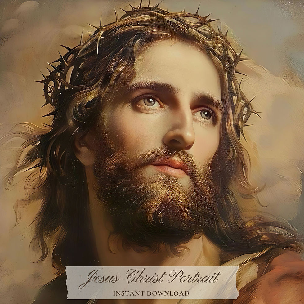 Jesus Christ portrait with crown of thorns sacred Catholic wall art printable