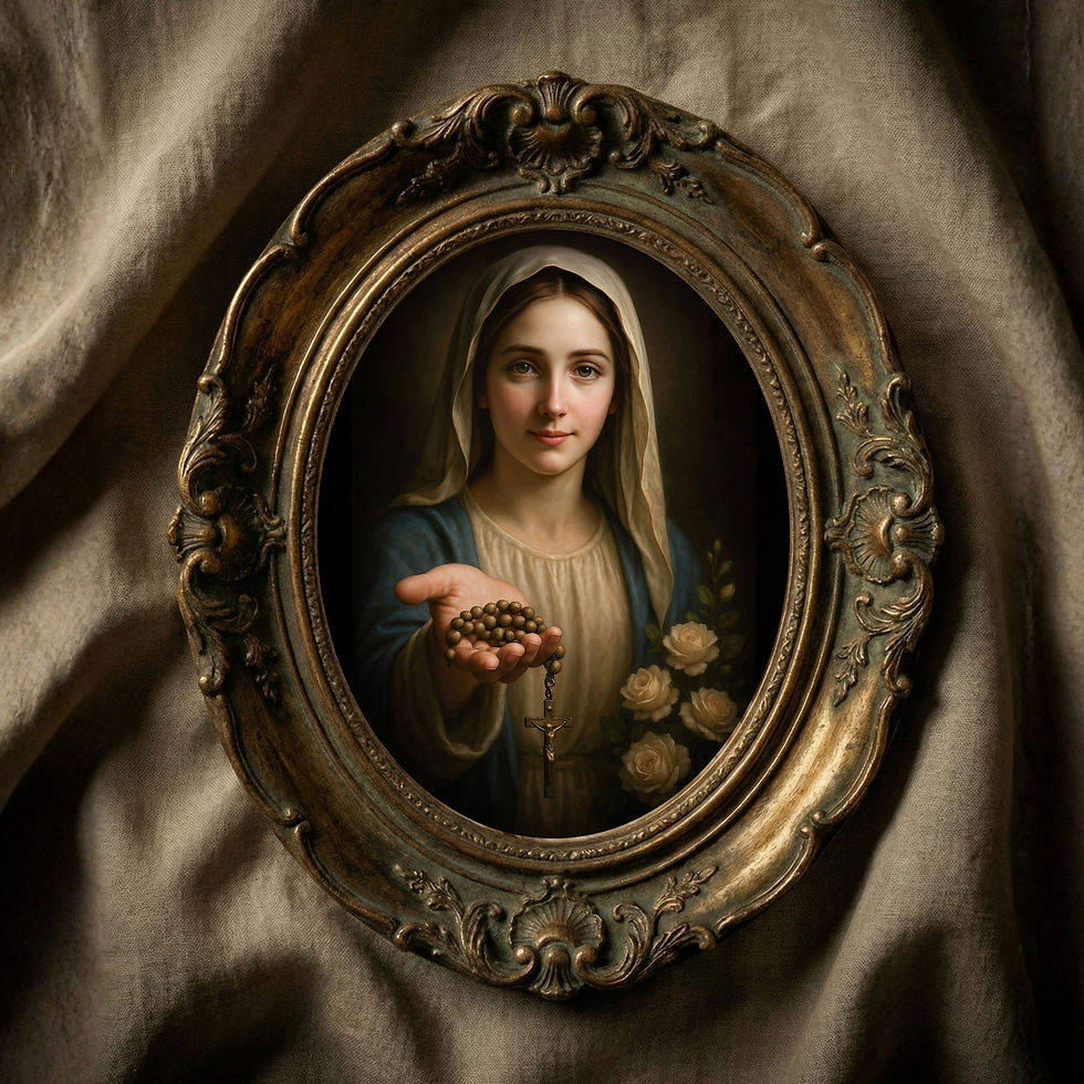 Marian devotional artwork displayed as Christian home decor