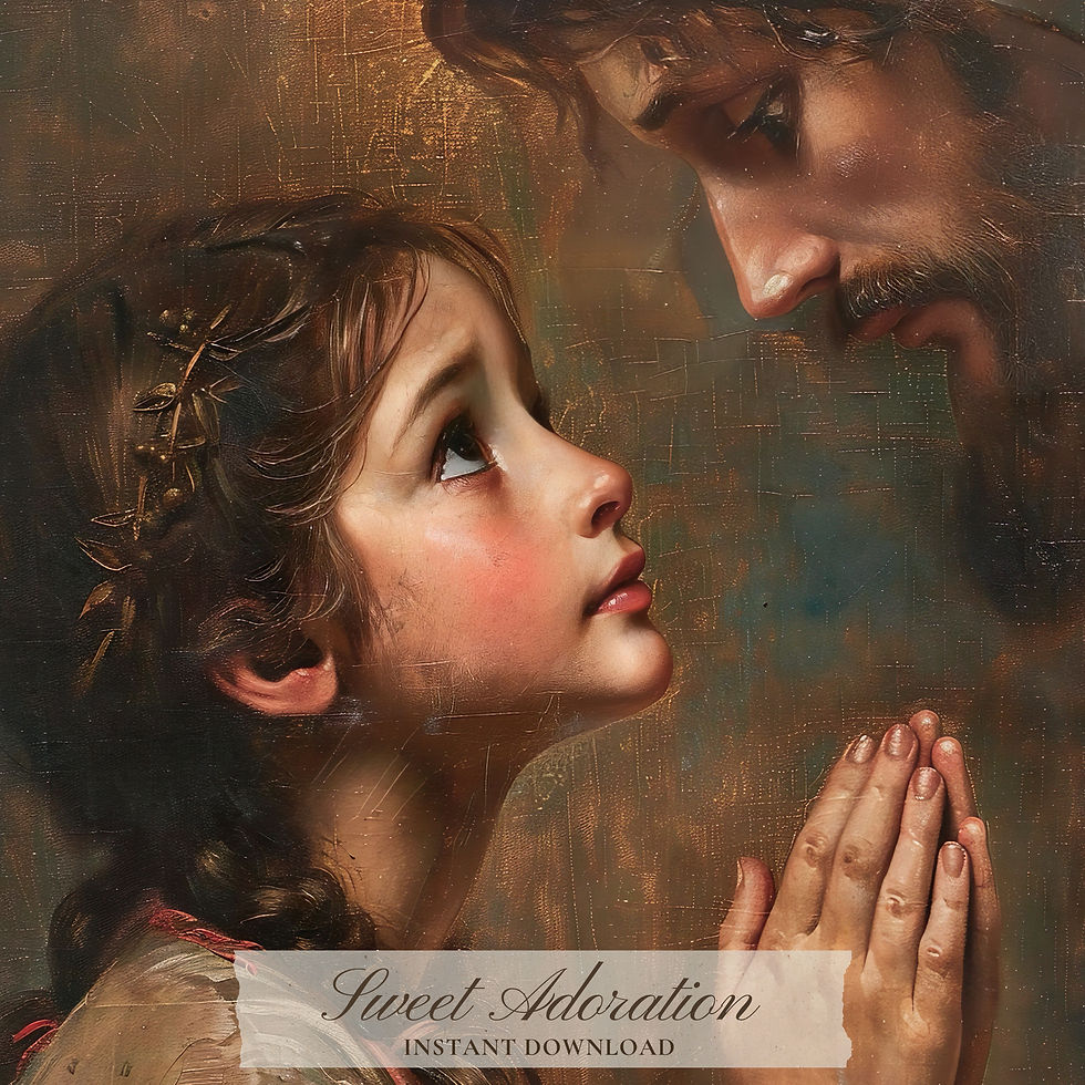 Sacred artwork of a child praying to Jesus Christ Sweet Adoration wall art