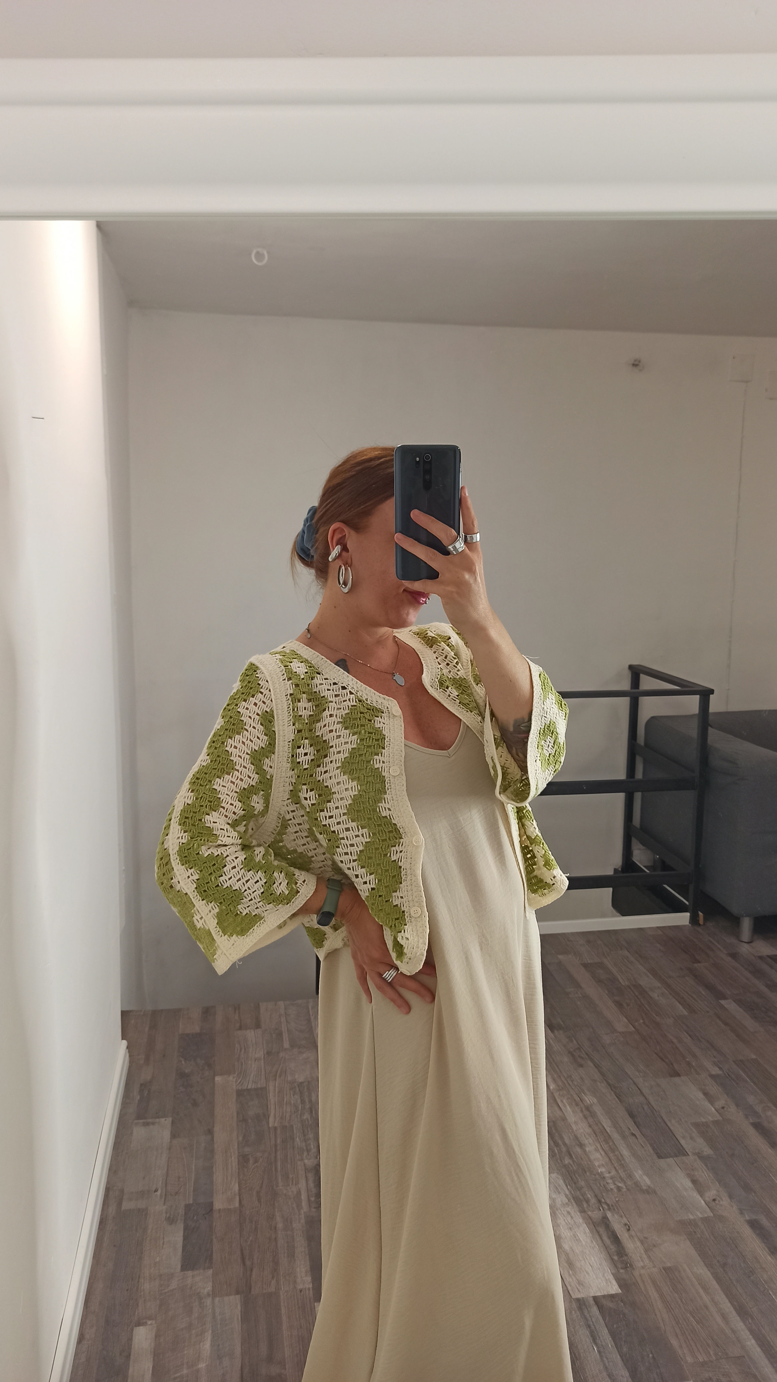 Cardigan uncinetto bicolor