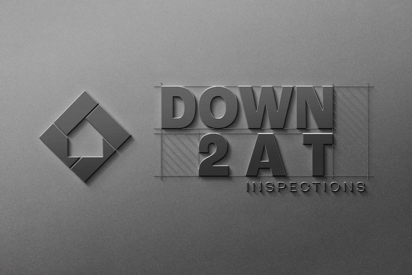 metallic mockup of down 2 at inspection logo with submark