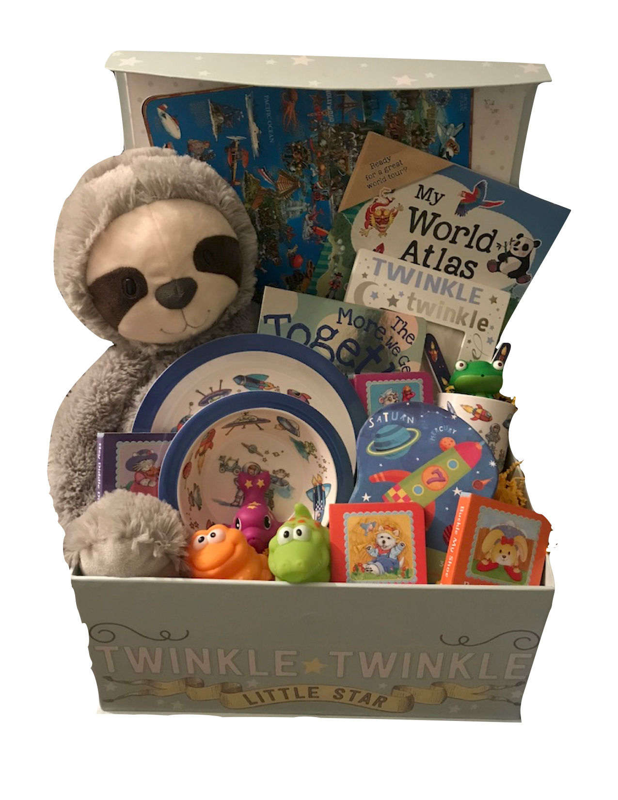 Twinkle Sloth in Space Baby Basket