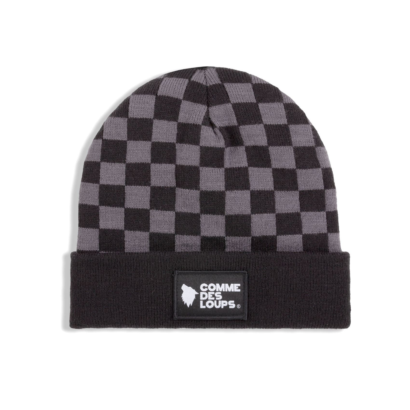 BONNET COMME DES LOUPS JACQUARD DAMIER NOIR GRIS