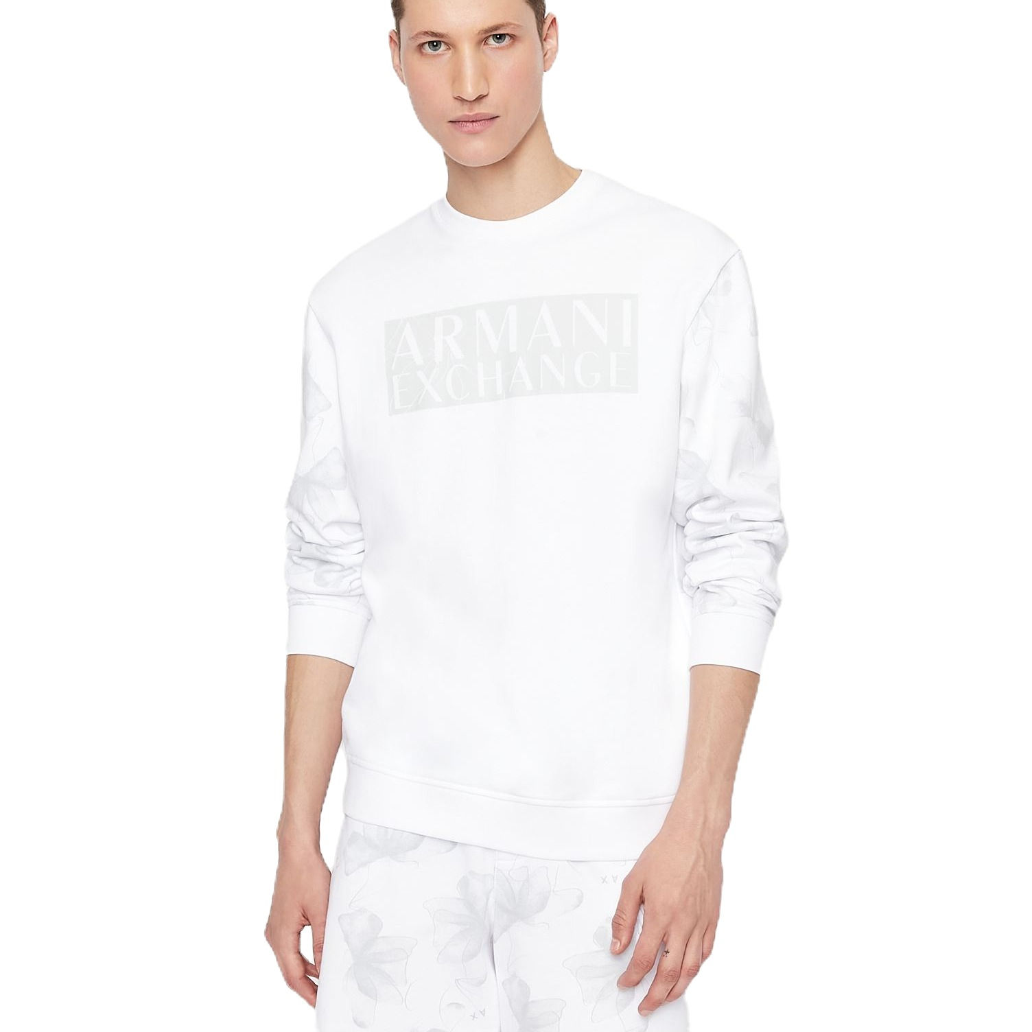 SWEAT ARMANI EXCHANGE FLORAL BLANC