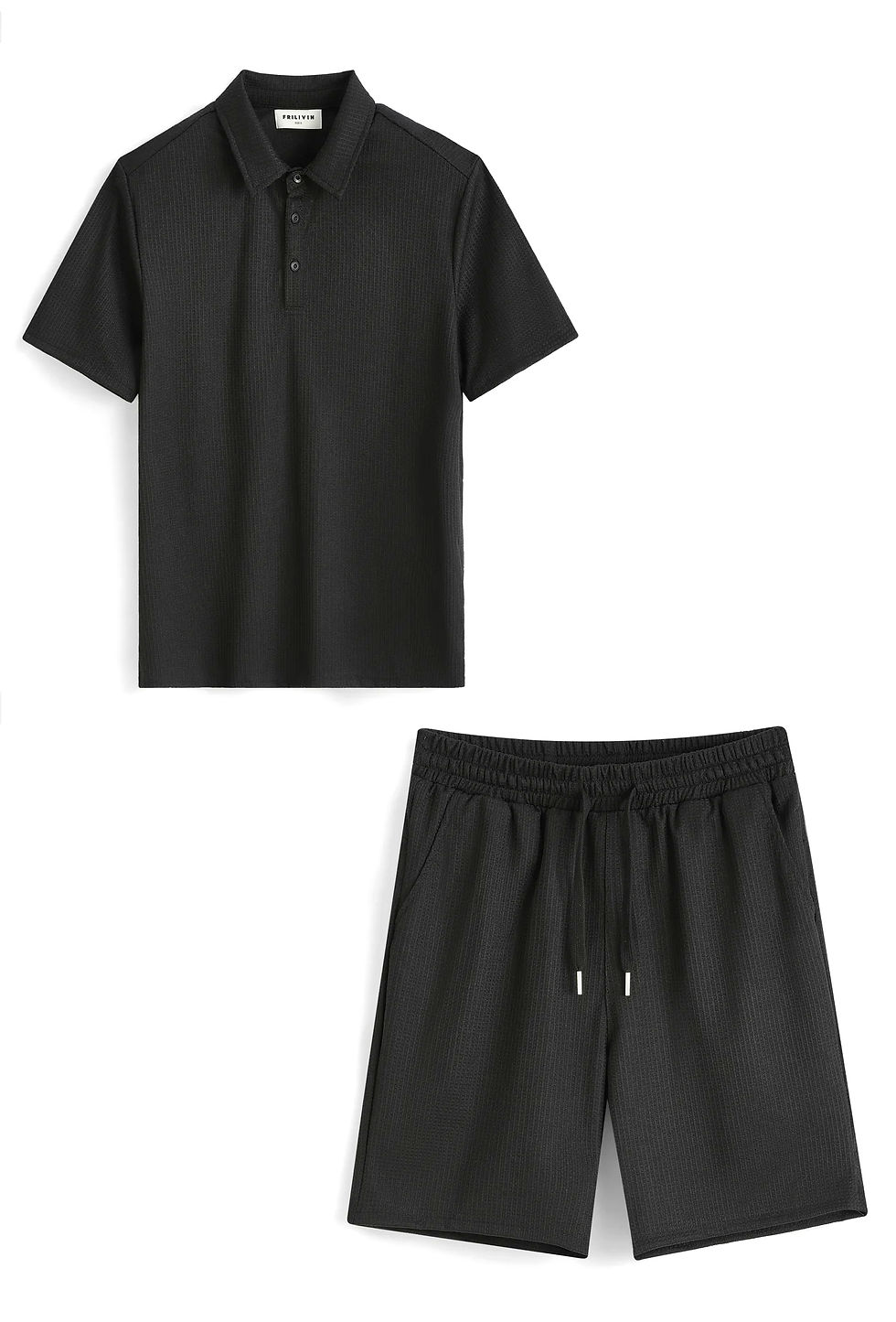 ENSEMBLE POLO SHORT CASUAL NOIR