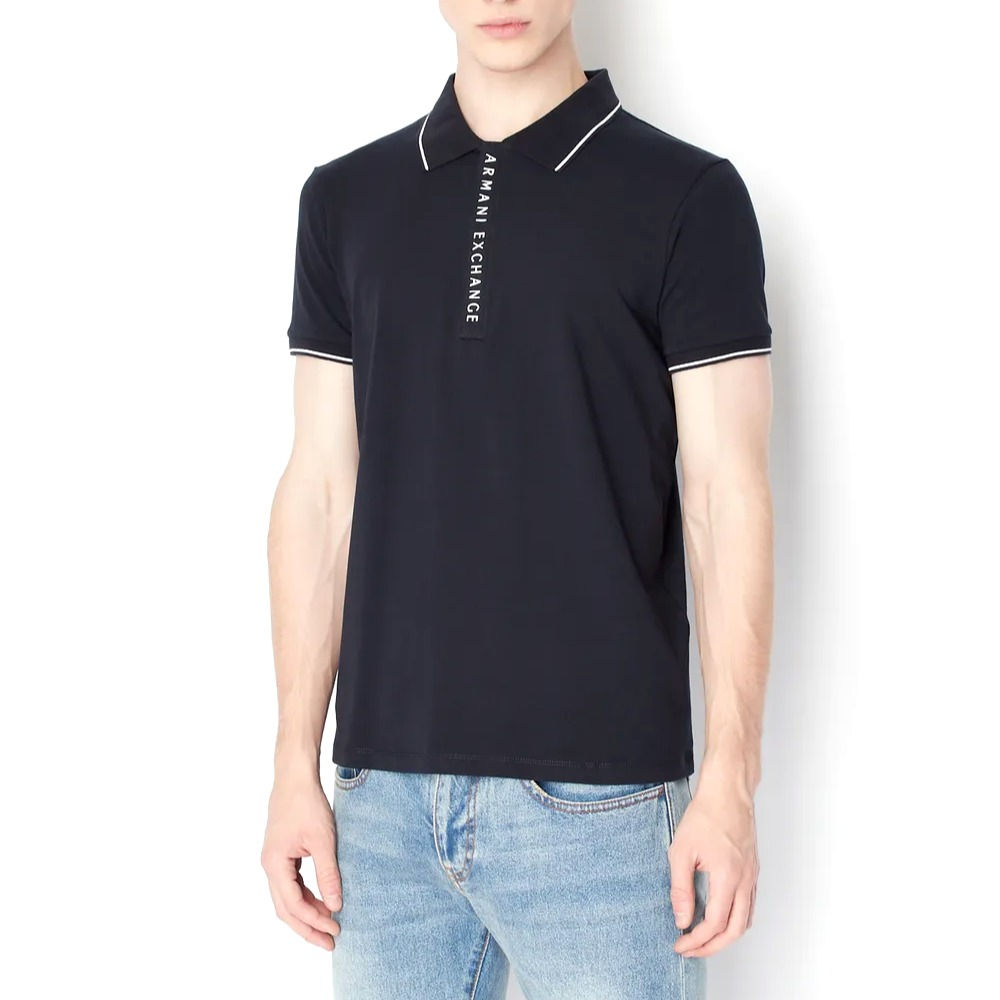 POLO ARMANI EXCHANGE ZIP CACHE BLEU MARINE