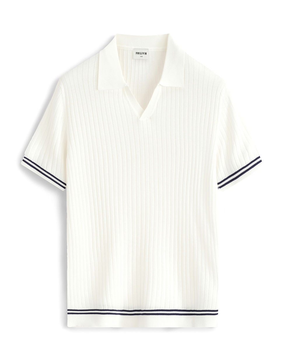 POLO COL V CLASSIQUE BLANC