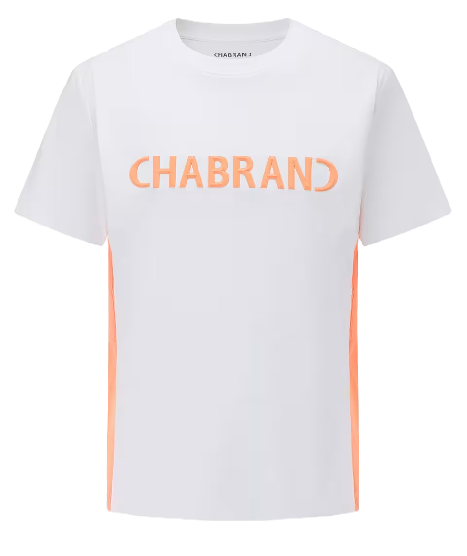 T-SHIRT CHABRAND LOGO RELIEF BLANC ORANGE