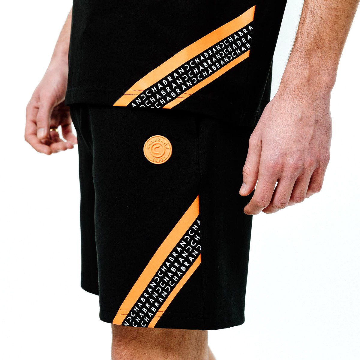 SHORT CHABRAND RAYURE NOIR/ORANGE 
