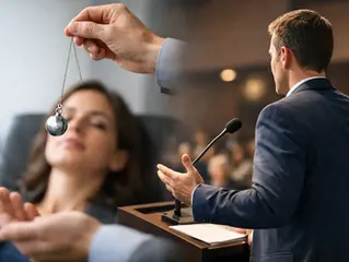 Person being hypnotized; person speaking in front of audience