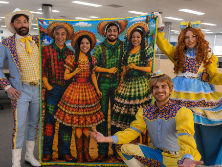 Sua empresa não precisa parar para curtir o arraiá. A festa vai até em cada setor.