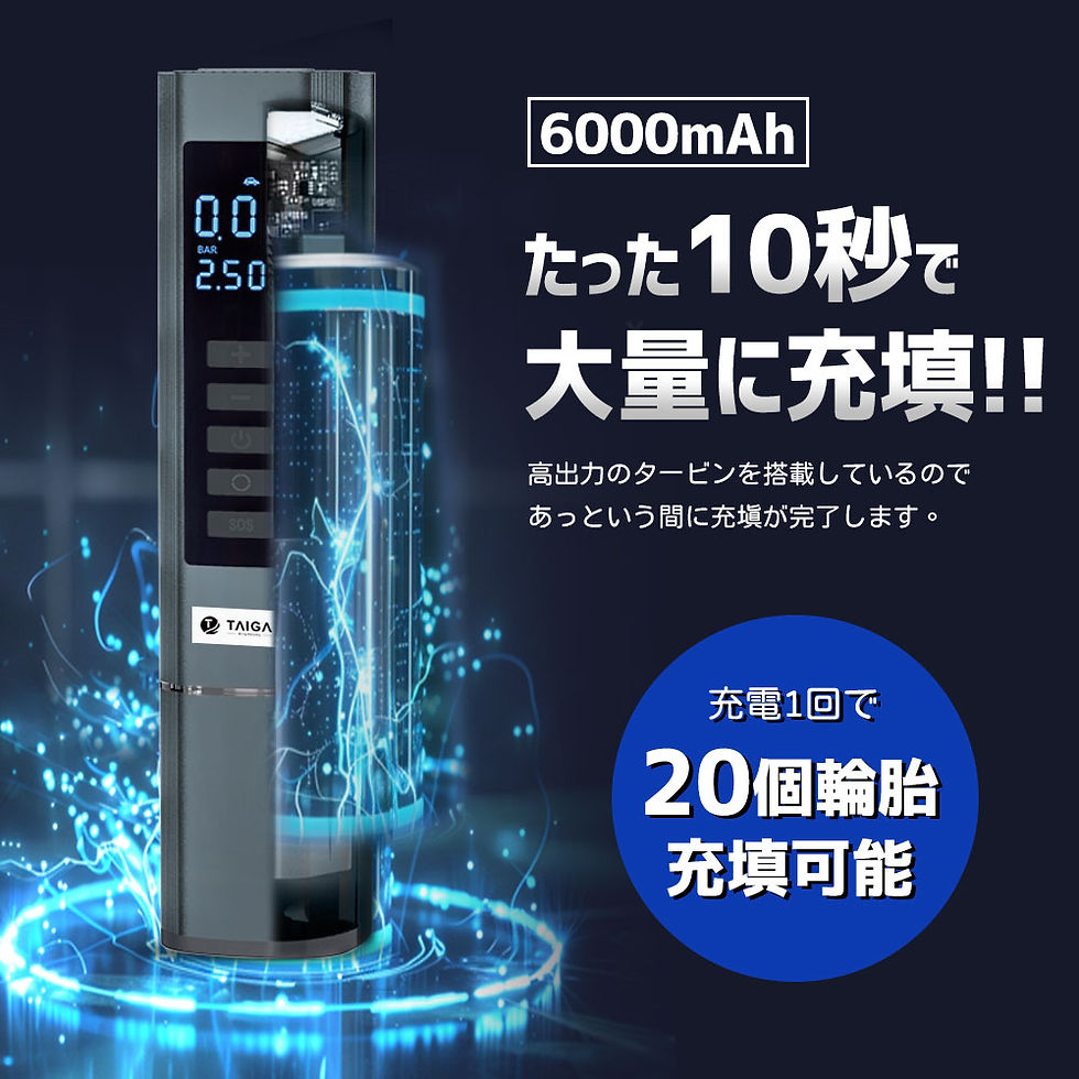 縮圖：車用多功能攜帶式渦流電動打氣機6000mAh 胎壓檢測/夜間照明/輪胎充氣