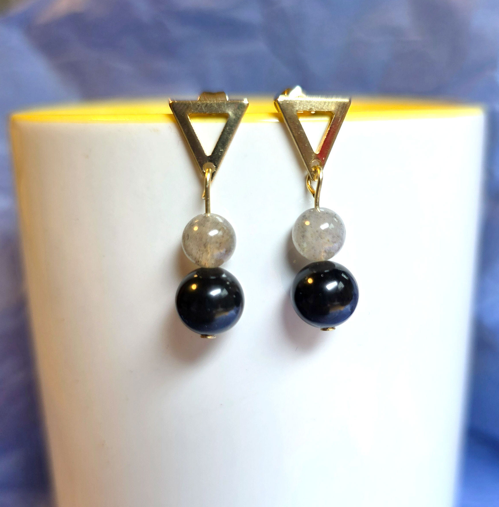 Boucles d'oreilles Obsidienne Œil Céleste et Labradorite