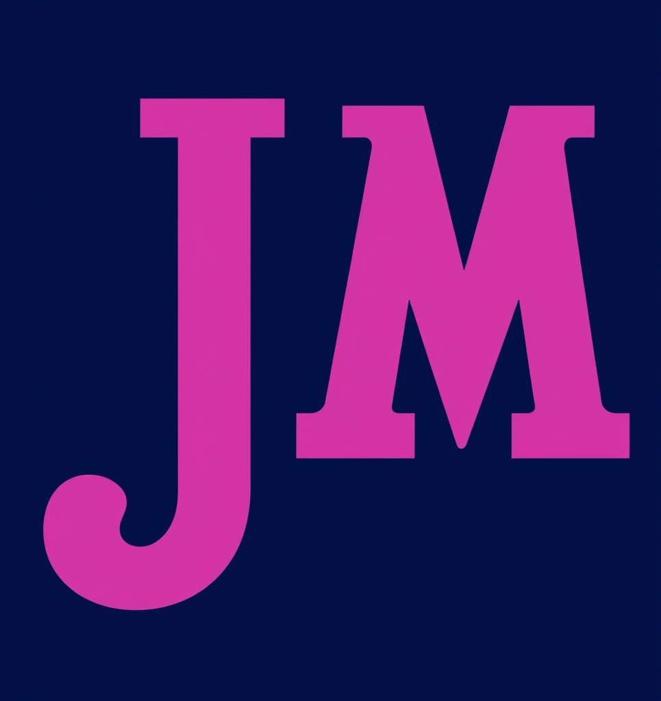 create an image with the two letters J and M _in pinky purple and navy blue.jpg