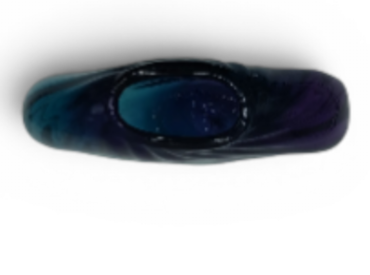 Thumbnail: Large Dan Bergsma Signed Art Glass Pillow Vase Twisted Rib Ribbed Disc
