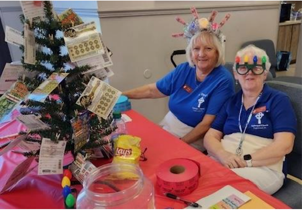 Pat Black and Dcn. Micki welcomed customers in Craft Fair style as they sold raffle tickets 