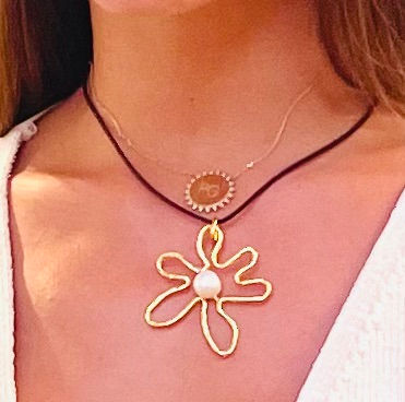 Thumbnail: Flower Necklace on Leather