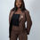 Thumbnail: Cocoa Brown & Navy Set with Brooch - Code 606