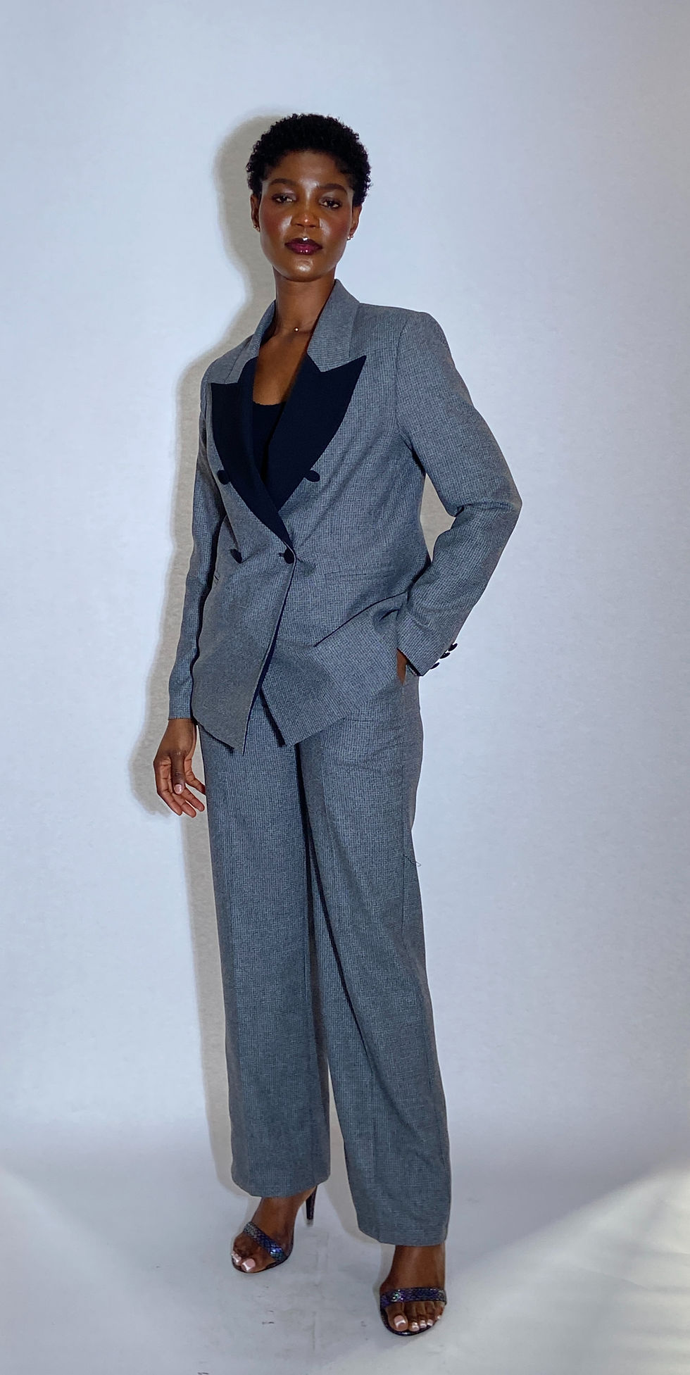 Thumbnail: Elegant Patterned Set with Black Lapel - Code 584