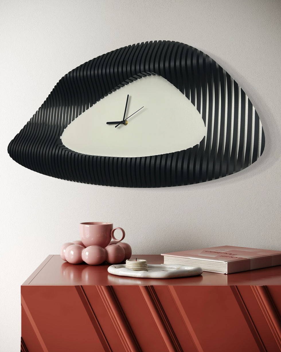 Atemberaubendes Uhrendesign – die ChronoMatrix Wanduhr mit 3D-gedruckten und nachhaltig montierten Teilen.