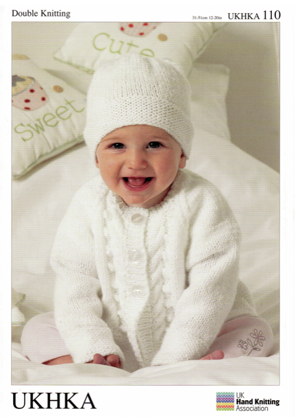 UKHKA 110 - Pattern Baby Cardigan, Hat and Blanket