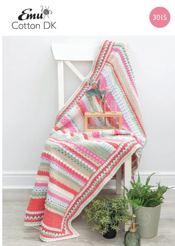 EMU Crochet Flower Fields Blanket - 3015 Double Knit DK Pastel Crochet along