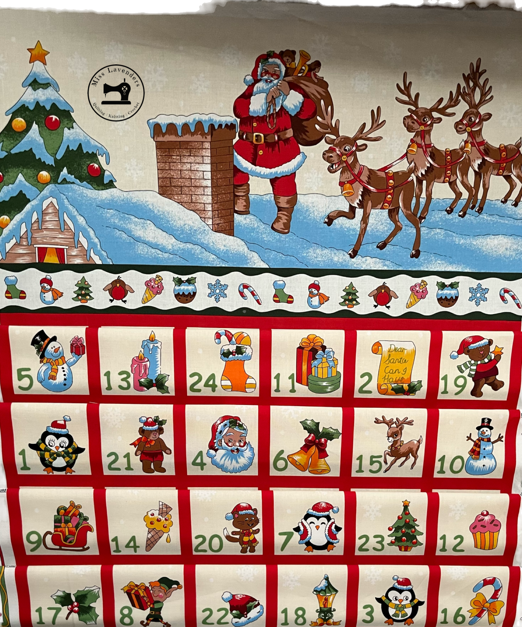 Santa Christmas Advent Calendar Reindeer CREAM/RED  899201 - Nutex