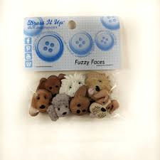 Dress it up Buttons - Fuzzy Faces Childrens/Craft Buttons 4674
