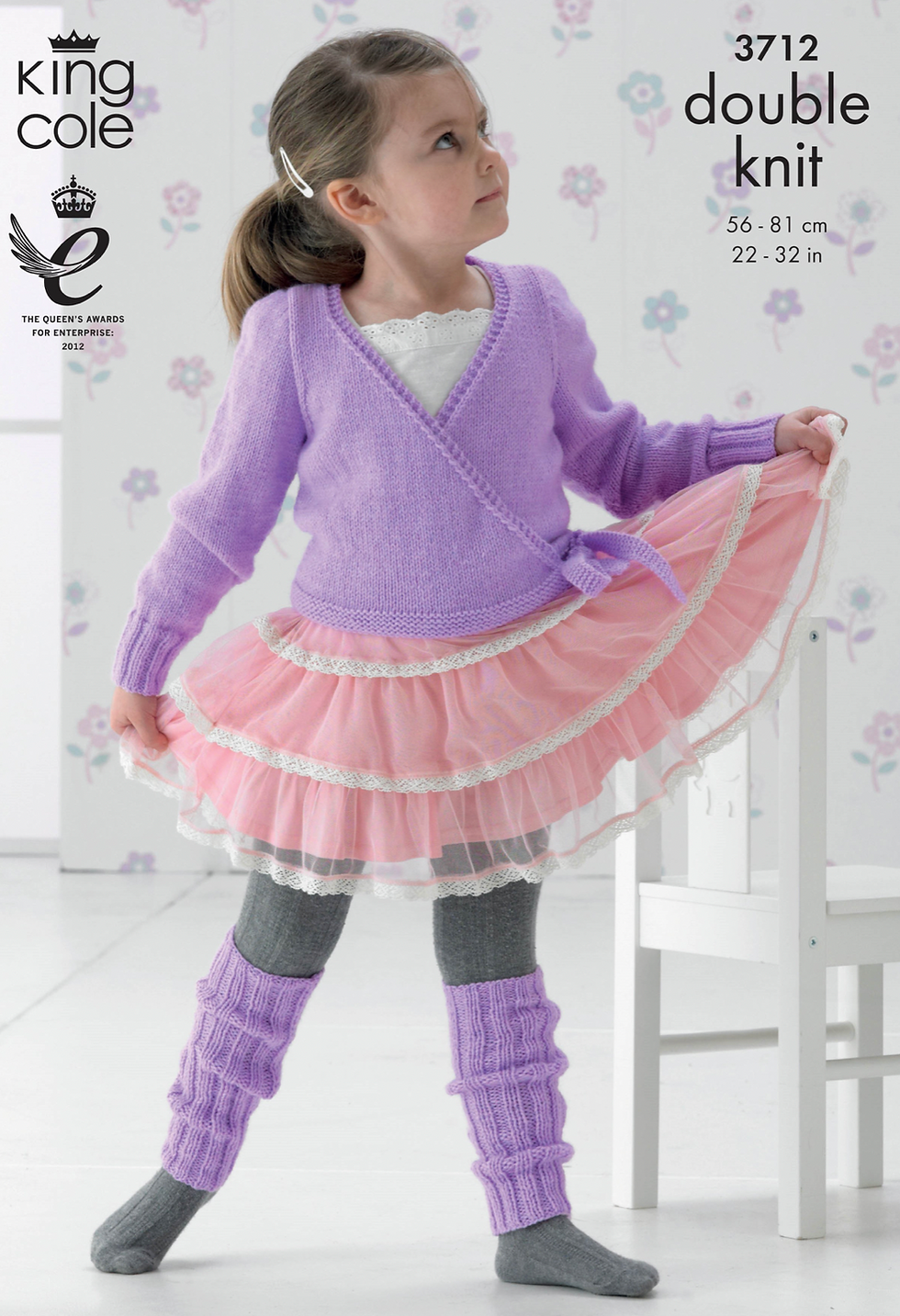 3712 King Cole Childrens Ballet Wrap Cardigan and Leg Warmers - Double Knit DK