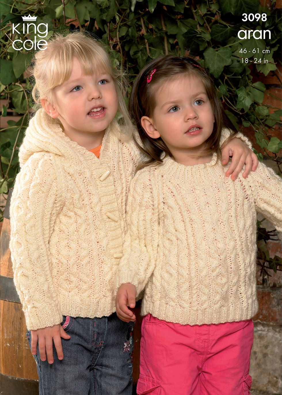 3098 King Cole Baby / Childrens Sweater, Hooded Jacket , Coat - Aran