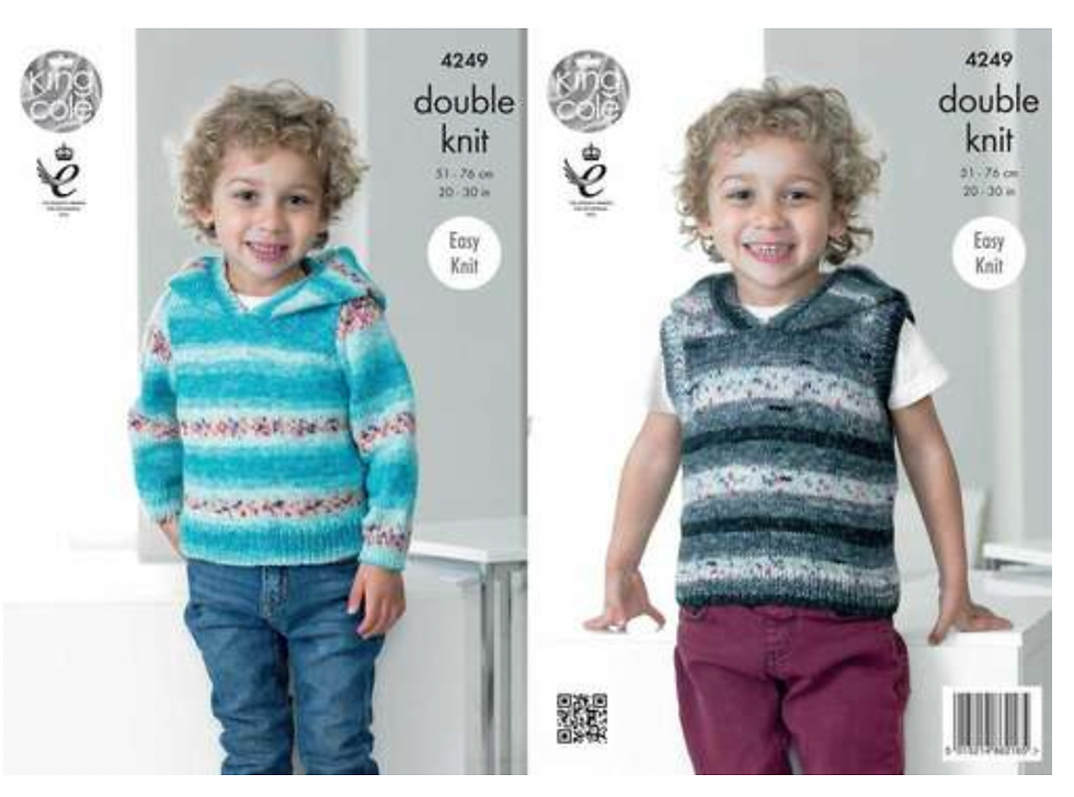Thumbnail: 4249 King Cole Childrens Hooded Sweater and Slipover -  Double Knit