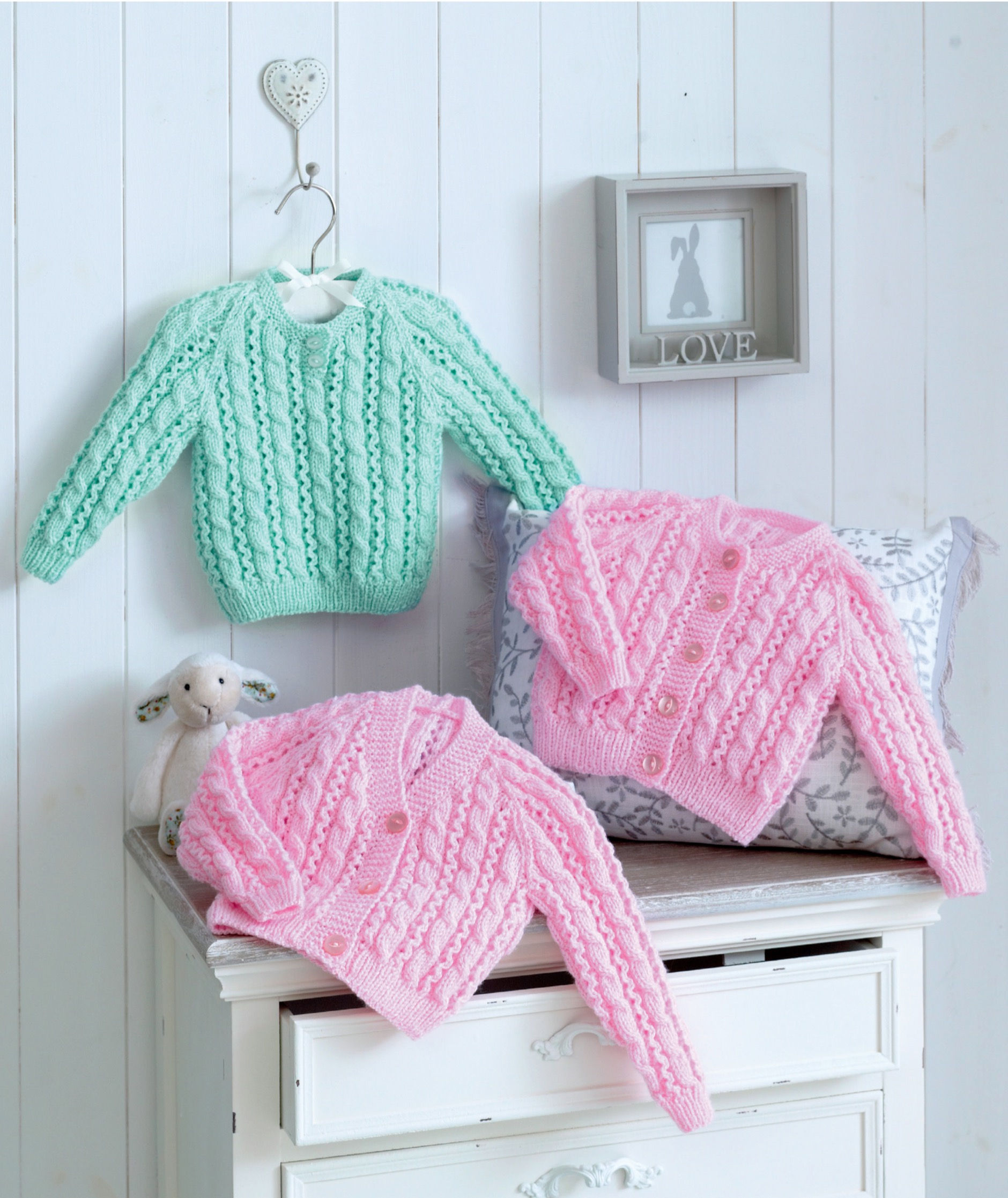 UKHKA 166 Double Knit Baby Cardigans and Sweater Lacy Pattern -