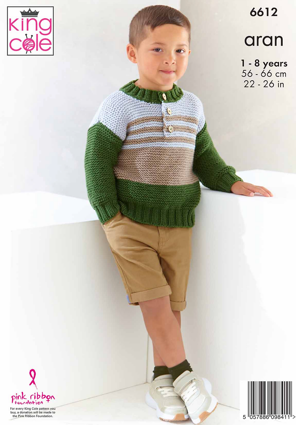 King Cole 6612 Children's Aran Knitting Pattern Sweaters and Hat