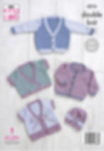 5215 King Cole Babies Round, V Neck, Crossover Cardigans Hat - Double Knit